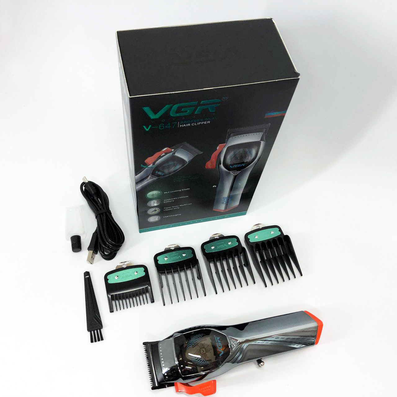 Машинка для стрижки VGR V-647 — 100 хв роботи, USB‑C та LED-дисплей — изображение 14