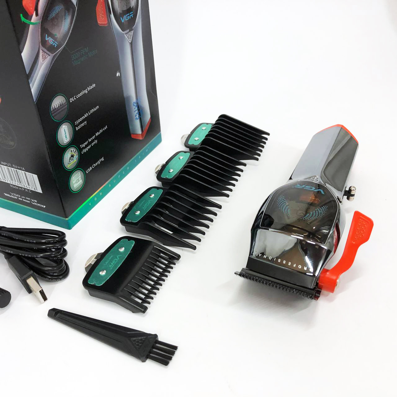 Машинка для стрижки VGR V-647 — 100 хв роботи, USB‑C та LED-дисплей — изображение 12