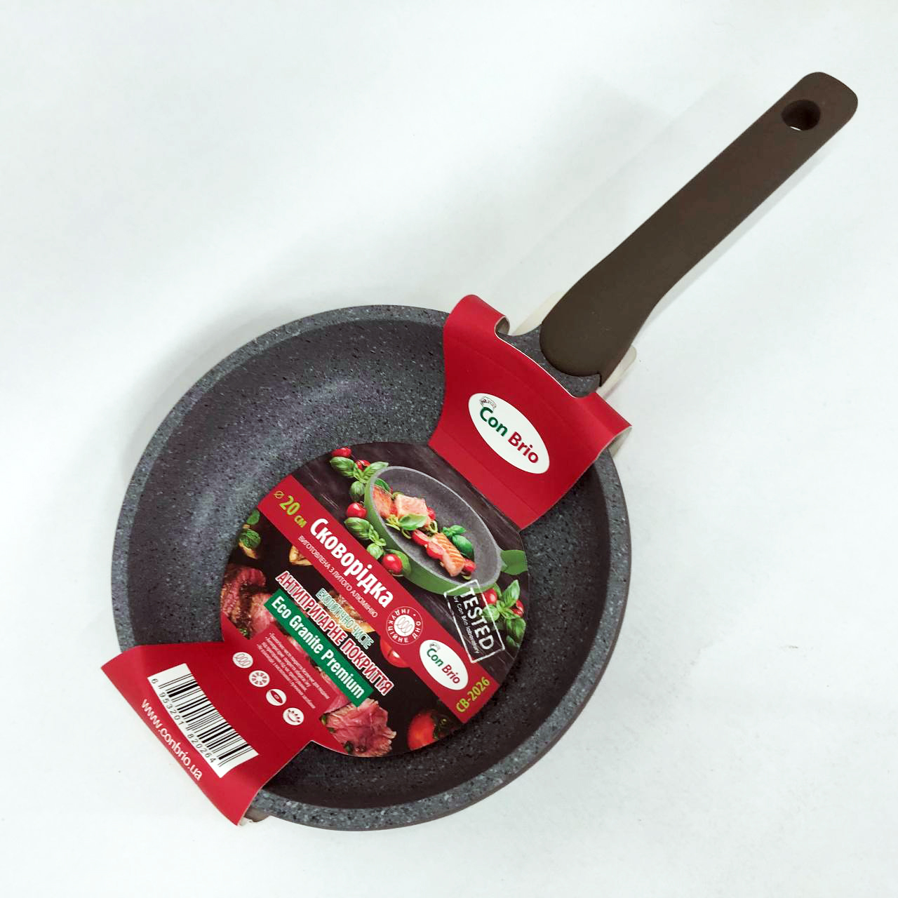 Сковорода Con Brio CB-2026 Eco Granite Premium 20 см. Сковорода для дому якісна. Колір: сірий — изображение 5