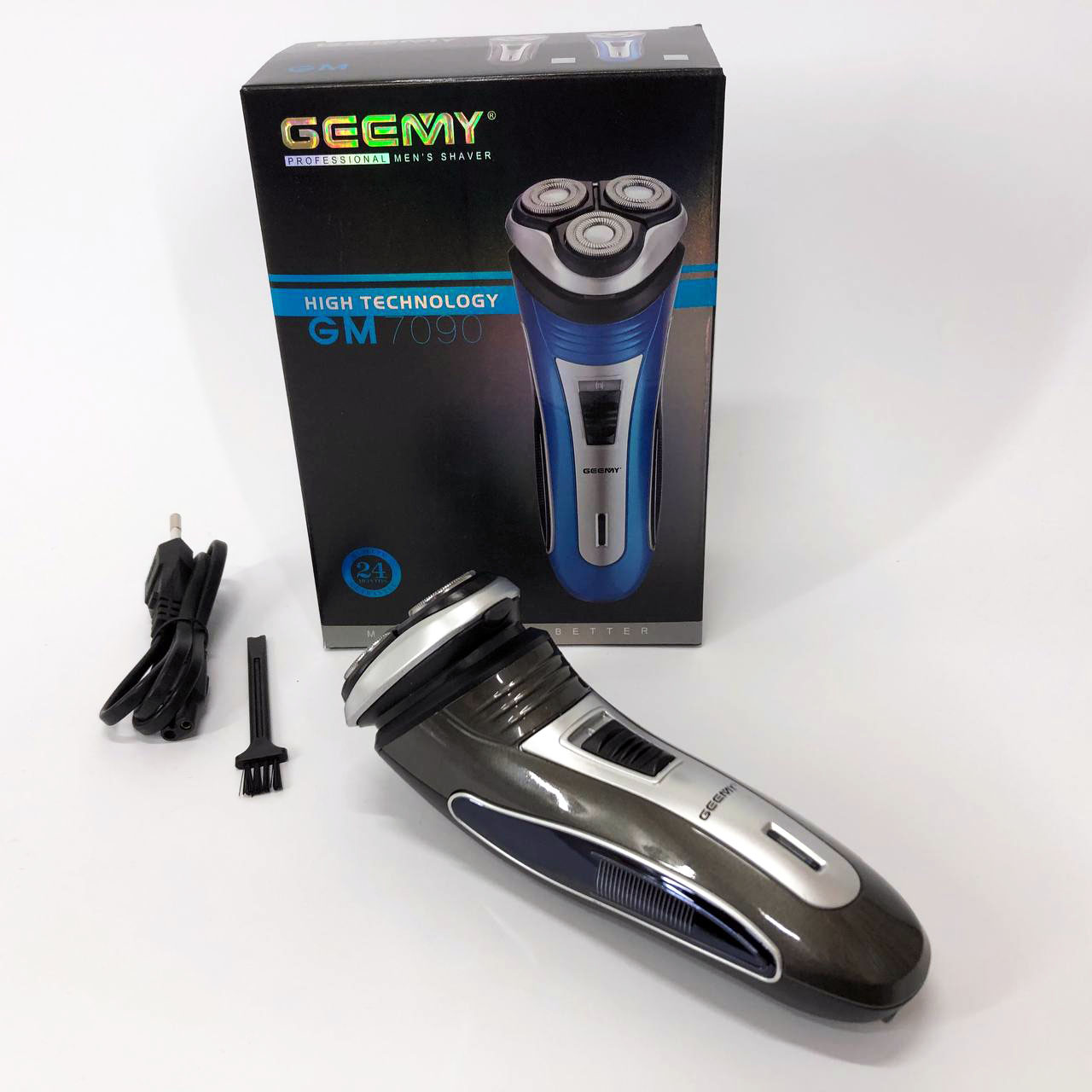 Електробритва GEEMY GM-7090 3 в 1 тример, бездротова електробритва, Тример для вусів. Колір: синій — изображение 4