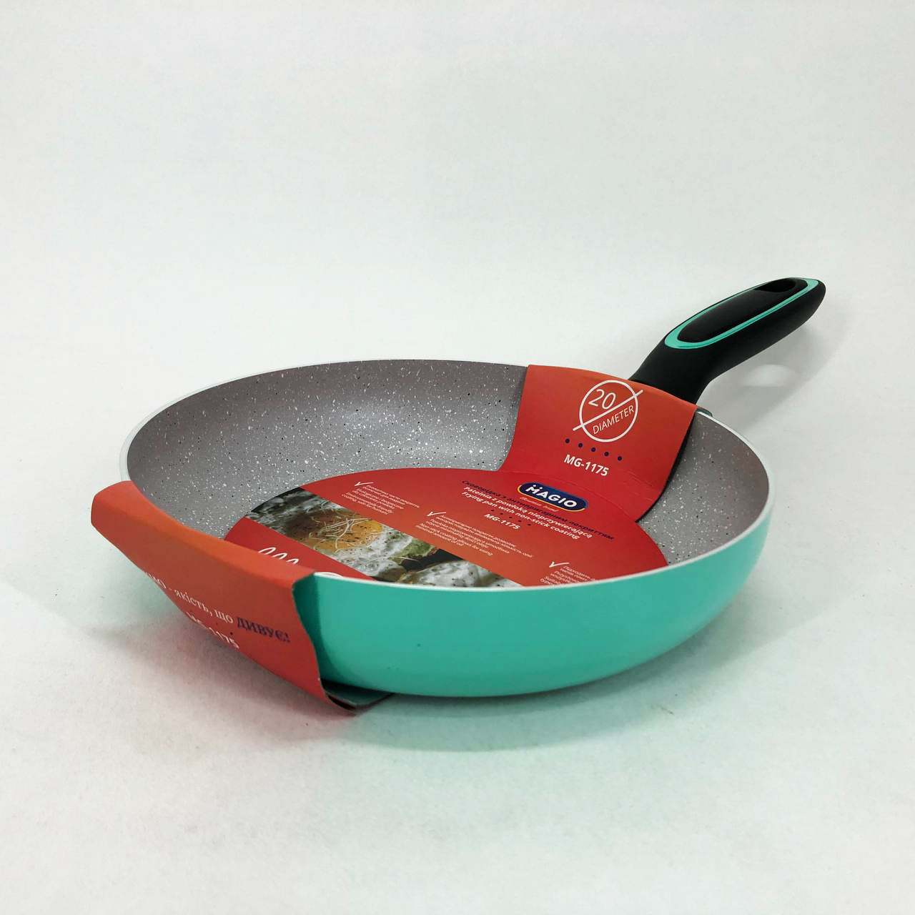 Сковорода Magio MG-1175 з мармуровим антипригарним покриттям 20 см, антипригарна сковорода — изображение 4