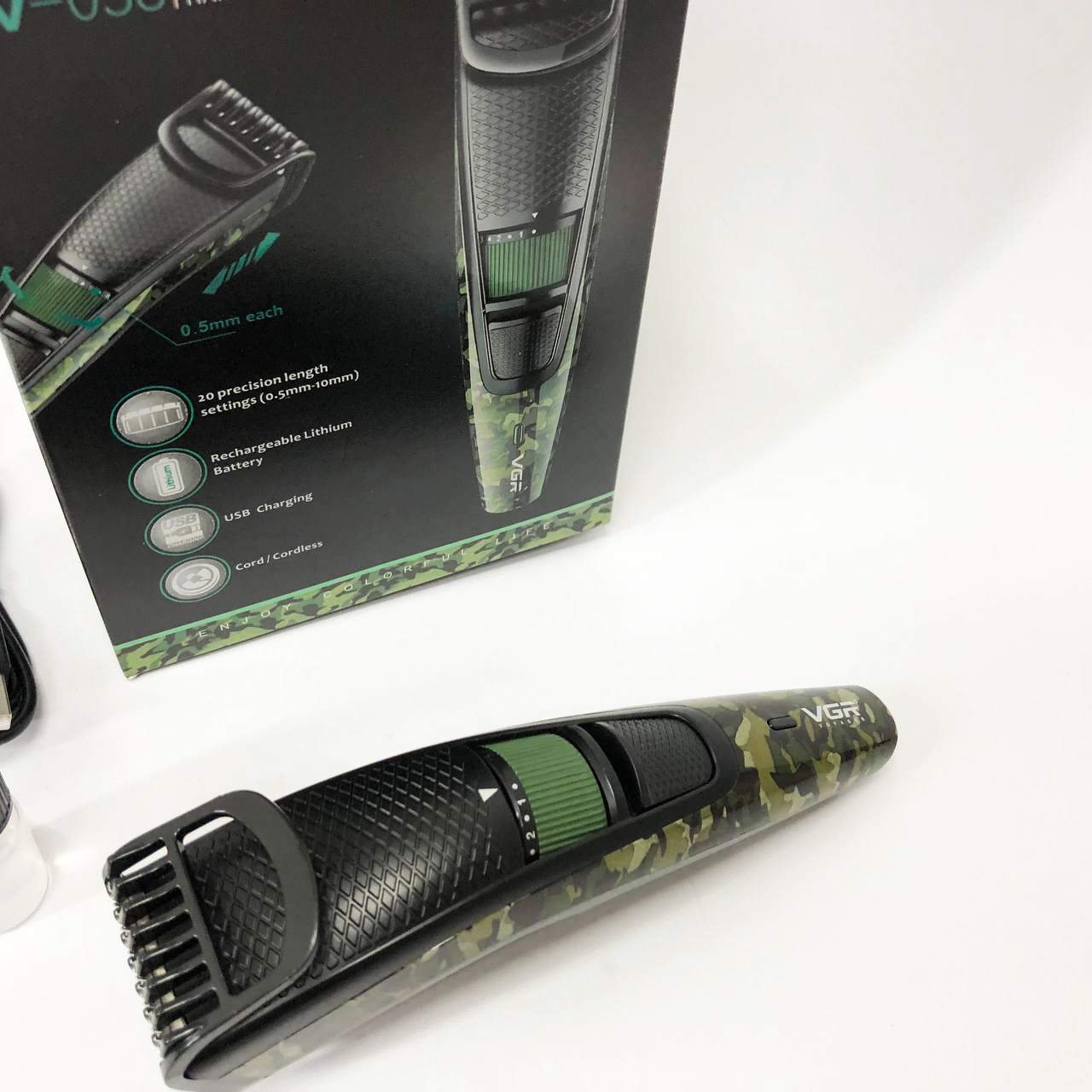 Машинка для стрижки VGR V-053 — акумуляторна USB, телескопічна насадка 0,5–10 мм — изображение 9