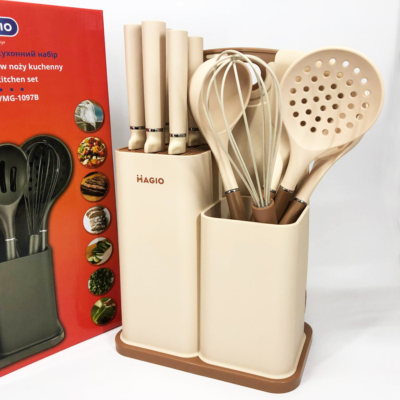 Набір силіконових кухонних речей Magio MG-1097I набір ножів лопаток 12 предметів — изображение 13