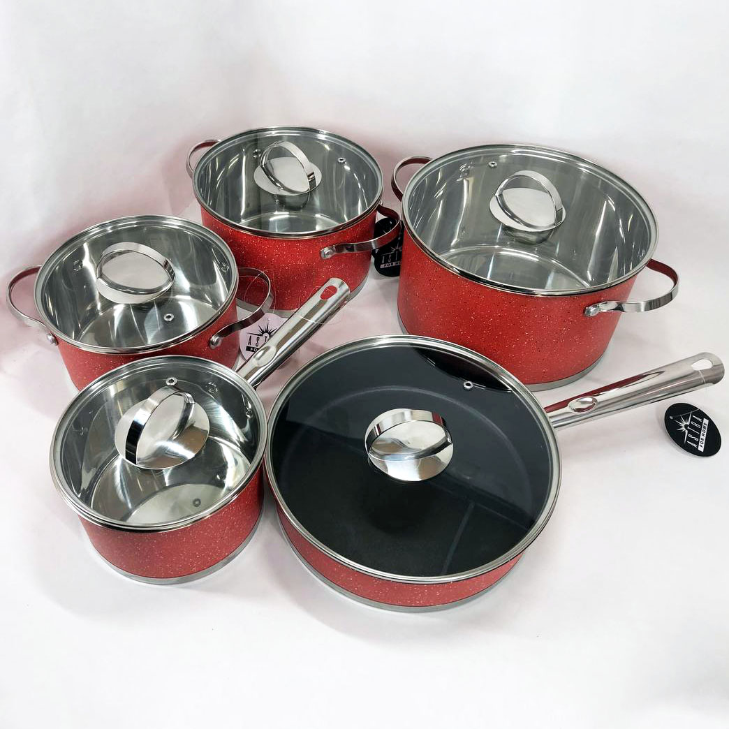 Набір посуду 10 предметів ASTRA A-2510, набір каструль з антипригарним покриттям, гарні каструлі — изображение 7