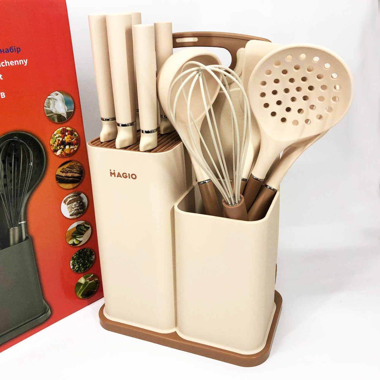 Набір силіконових кухонних речей Magio MG-1097I набір ножів лопаток 12 предметів — изображение 12