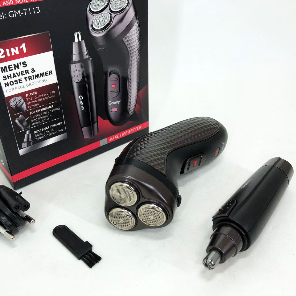 Тример для стрижки бороди триммер для носа, електробритва 3 в 1 GEMEI GM-7113, Тример бездротовий — изображение 2