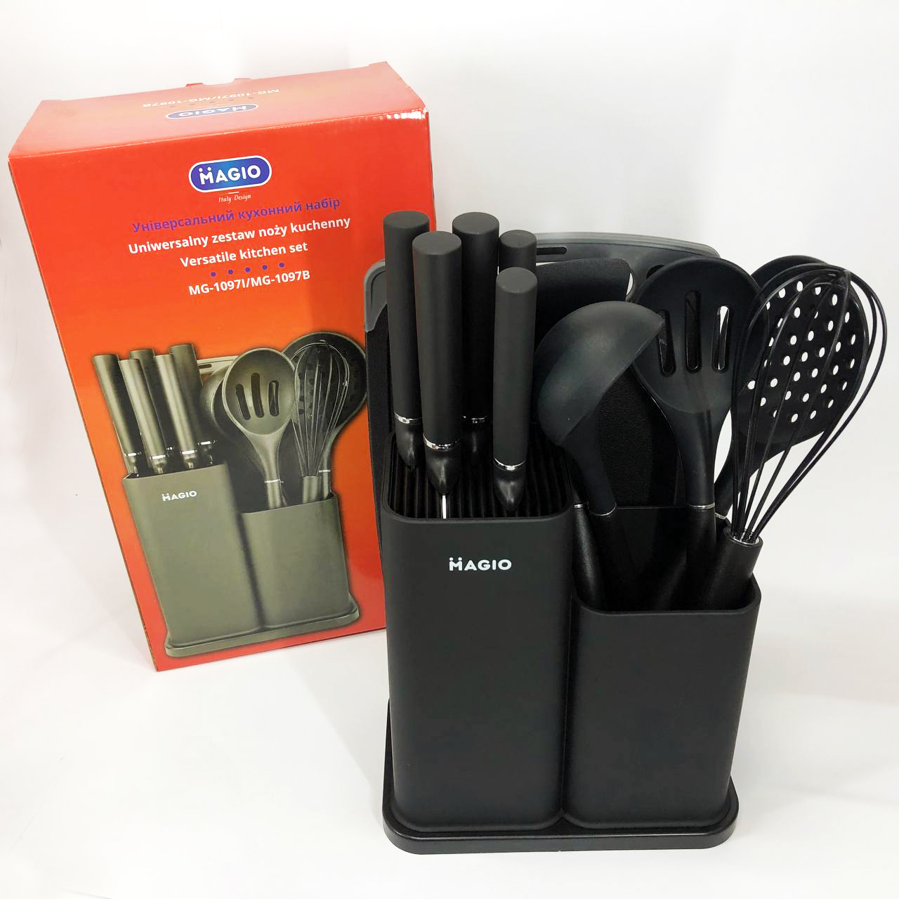 Набір силіконових кухонних речей Magio MG-1097B набір ножів лопаток 12 предметів — изображение 4