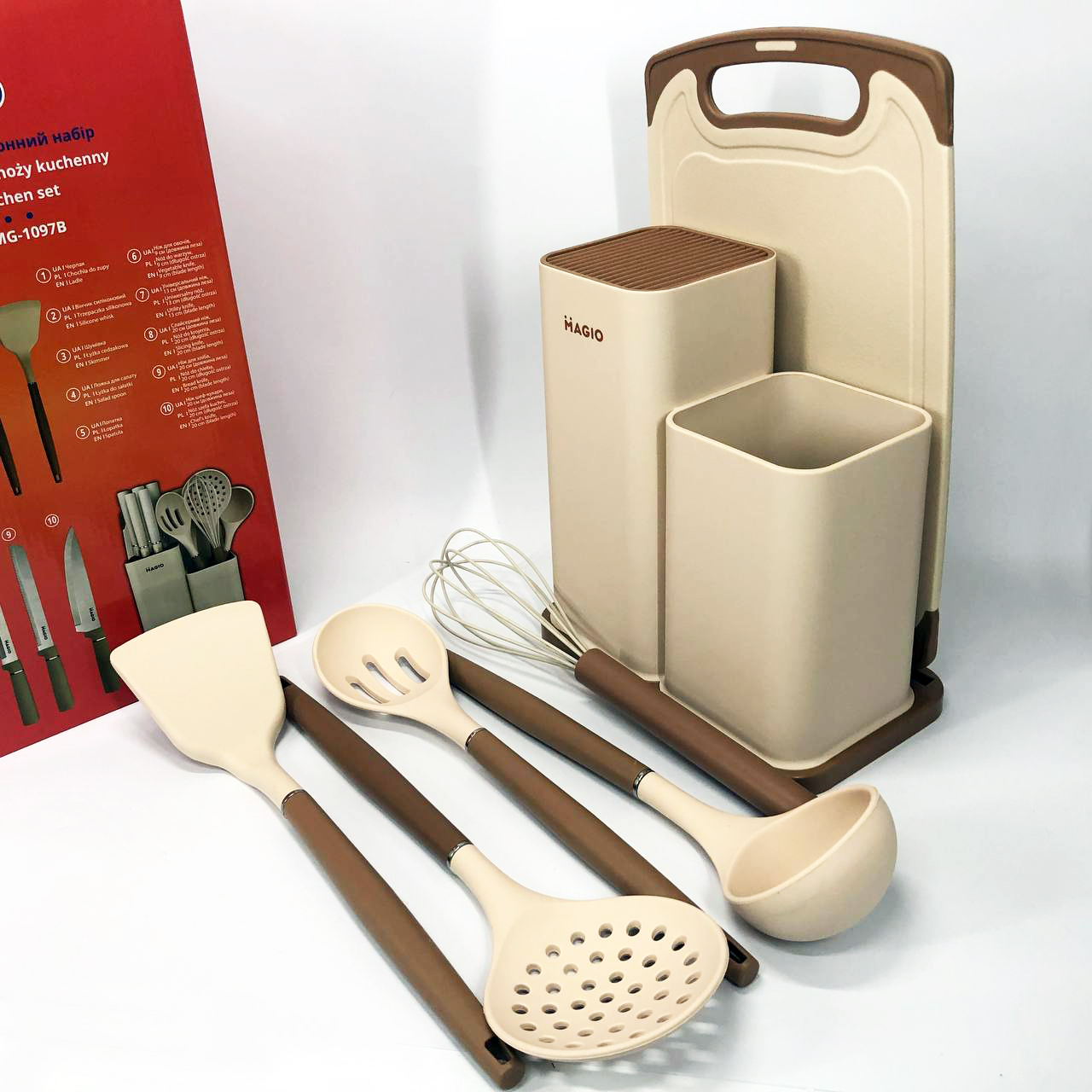 Набір силіконових кухонних речей Magio MG-1097I набір ножів лопаток 12 предметів — изображение 10