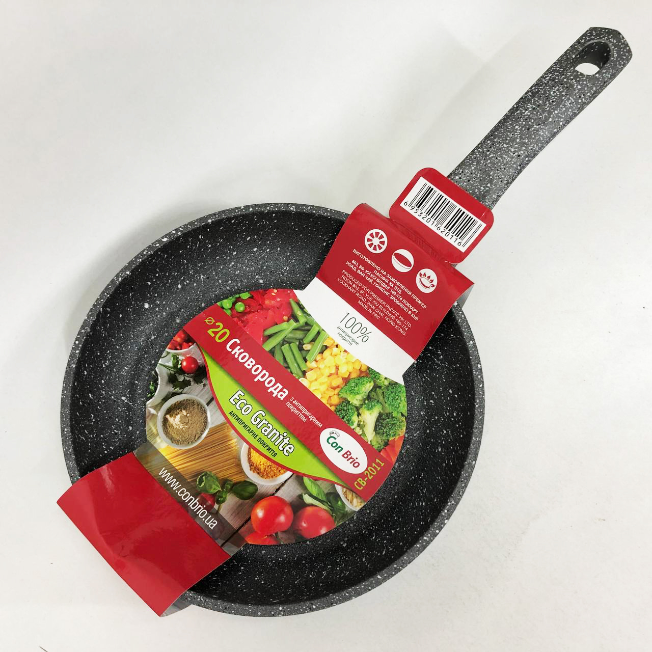 Сковорода Con Brio CB-2011 20 см, сковорода з антипригарним покриттям, сковорода зручна на кухню — изображение 5