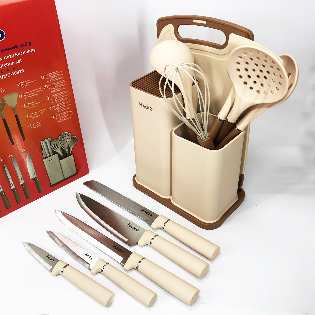 Набір силіконових кухонних речей Magio MG-1097I набір ножів лопаток 12 предметів — изображение 6
