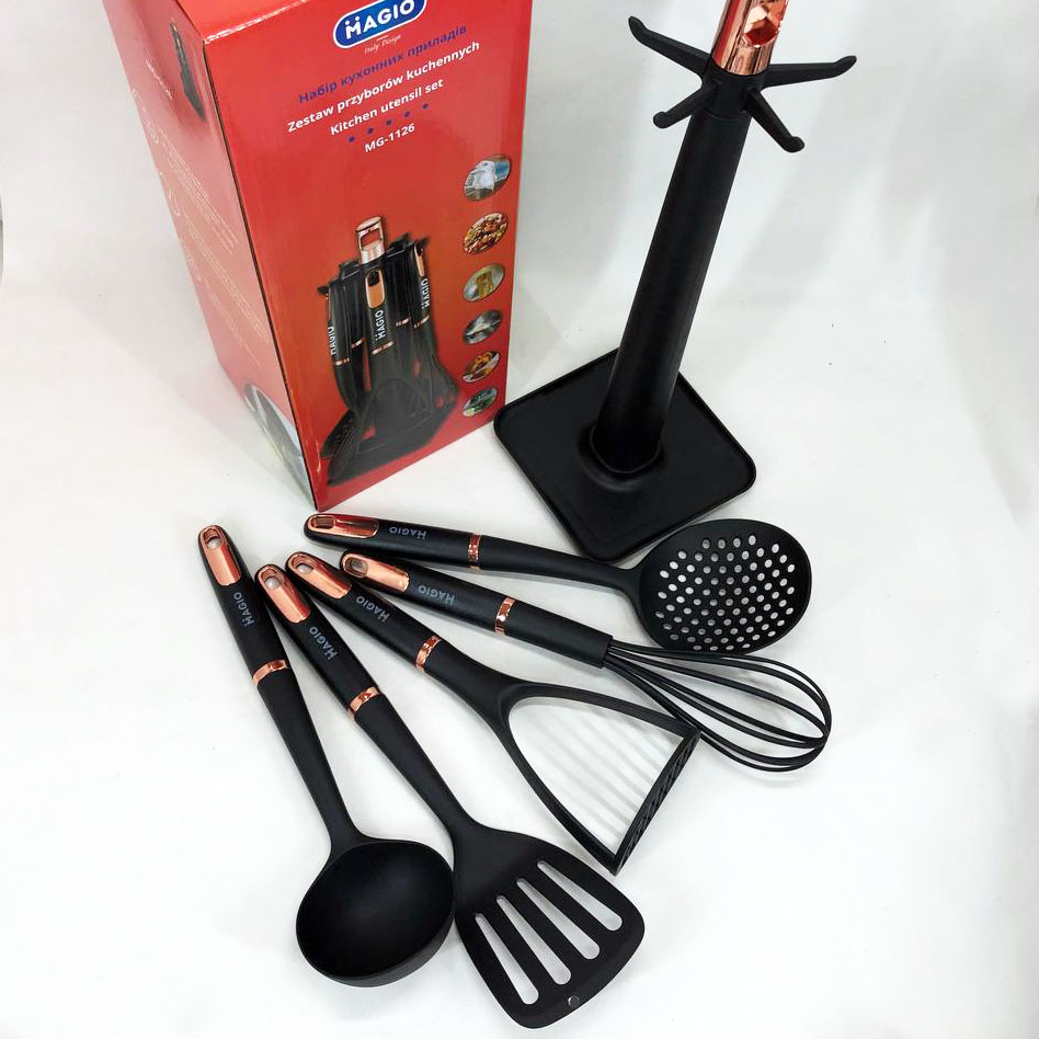 Набір кухонних приладів Magio MG-1126, набір силіконових приладів для кухні, набір нейлонових кухарів — изображение 2