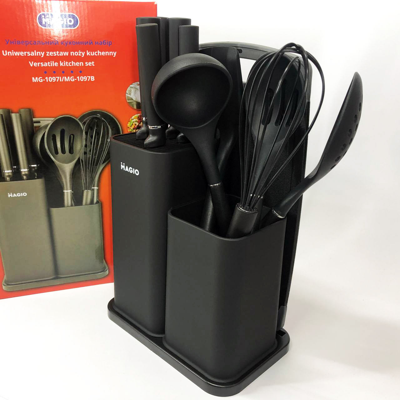 Набір силіконових кухонних речей Magio MG-1097B набір ножів лопаток 12 предметів — изображение 3