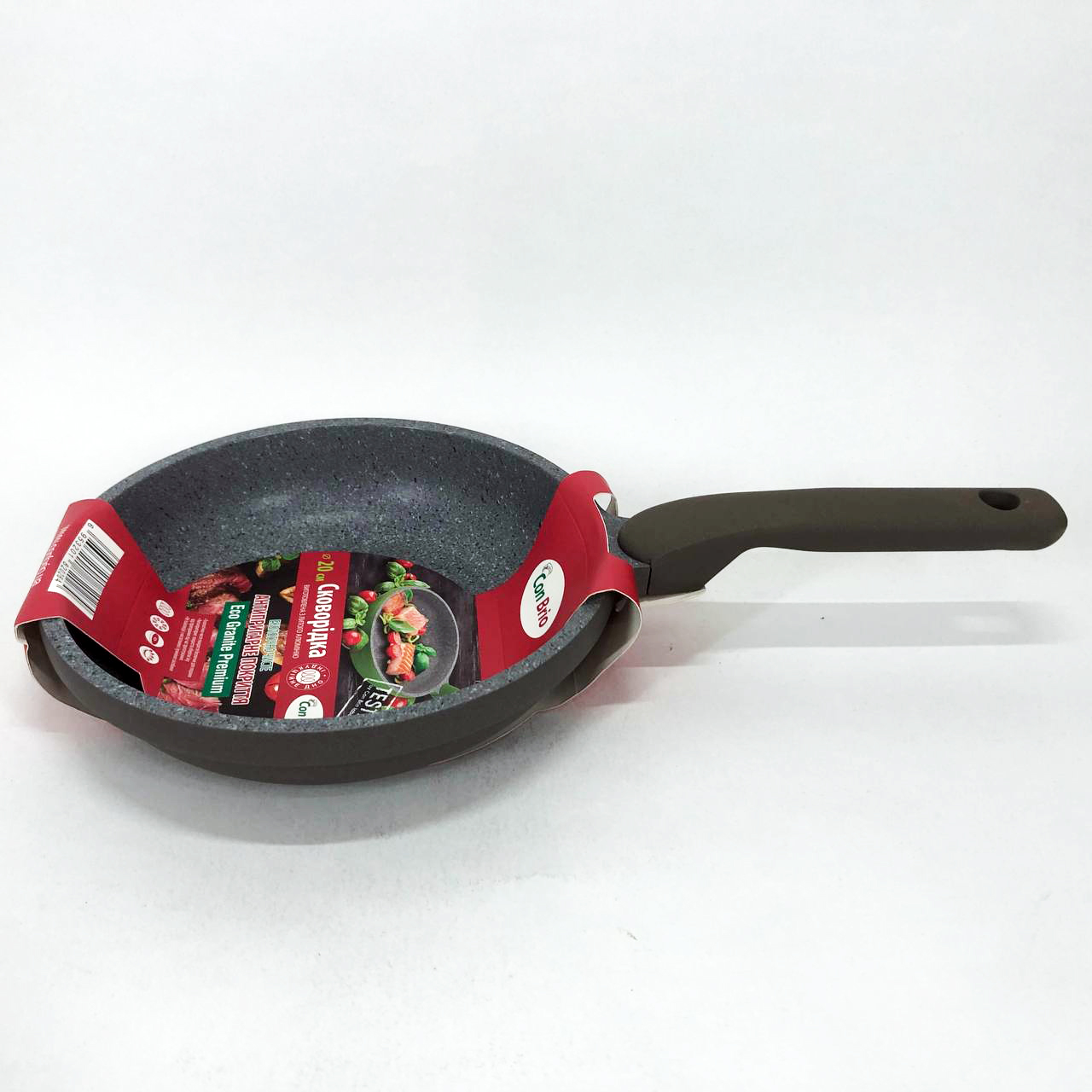 Сковорода Con Brio CB-2026 Eco Granite Premium 20 см. Сковорода для дому якісна. Колір: сірий — изображение 4
