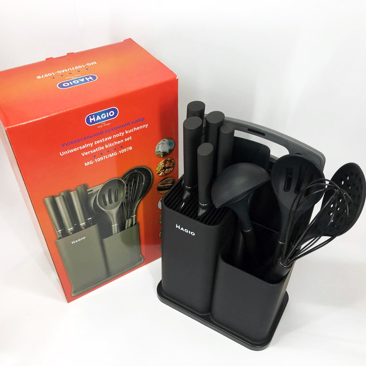 Набір силіконових кухонних речей Magio MG-1097B набір ножів лопаток 12 предметів — изображение 16