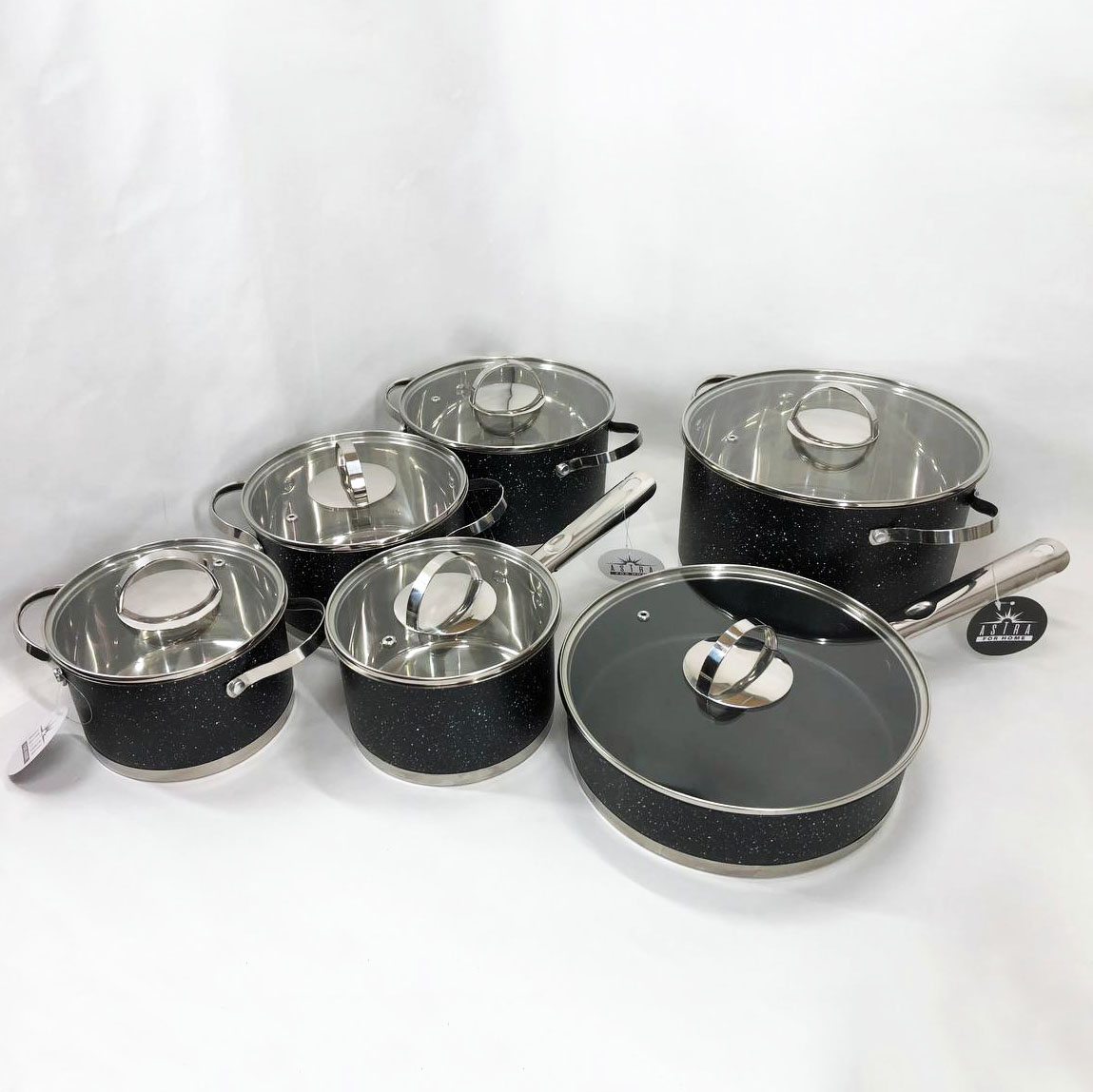 Набір посуду 12 предметів ASTRA A-2512, набір посуду для електричних плит, збірний набір каструль — изображение 9