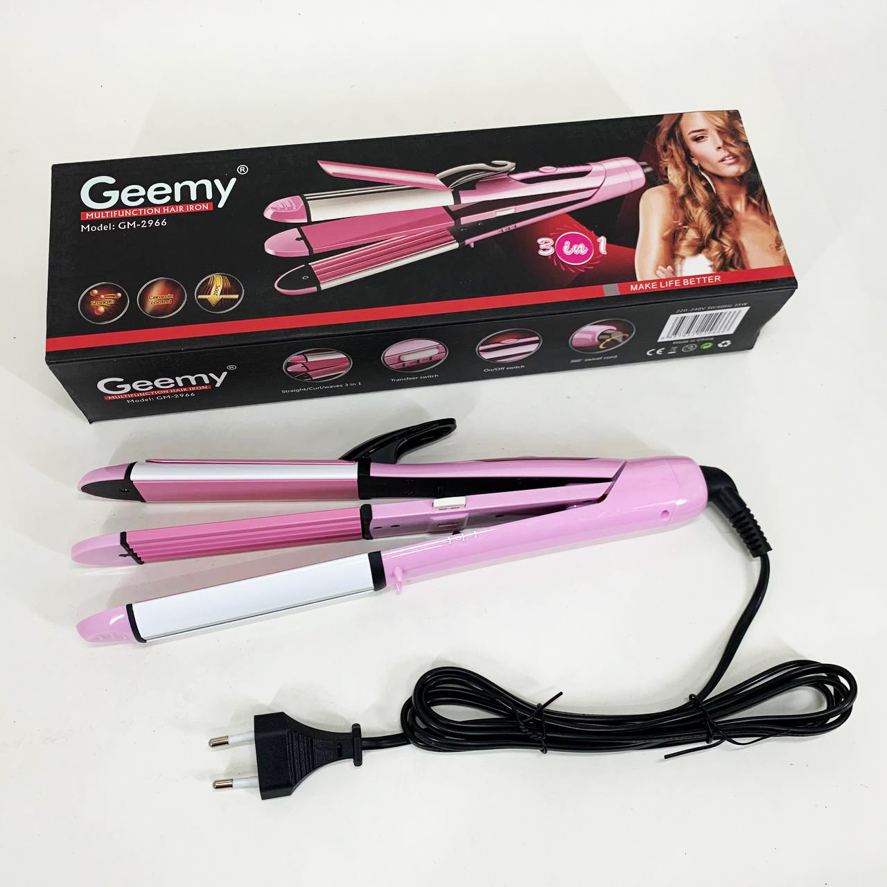 Випрямляч-стайлер GEMEI GM-2966 3-в-1 — гофре та плойка — изображение 9
