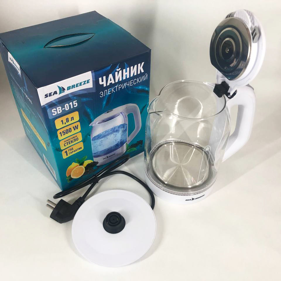 Електрочайник SeaBreeze SB-015 1.8 л чайники з підсвічуванням електронний чайник тихий електричний чайник — изображение 2