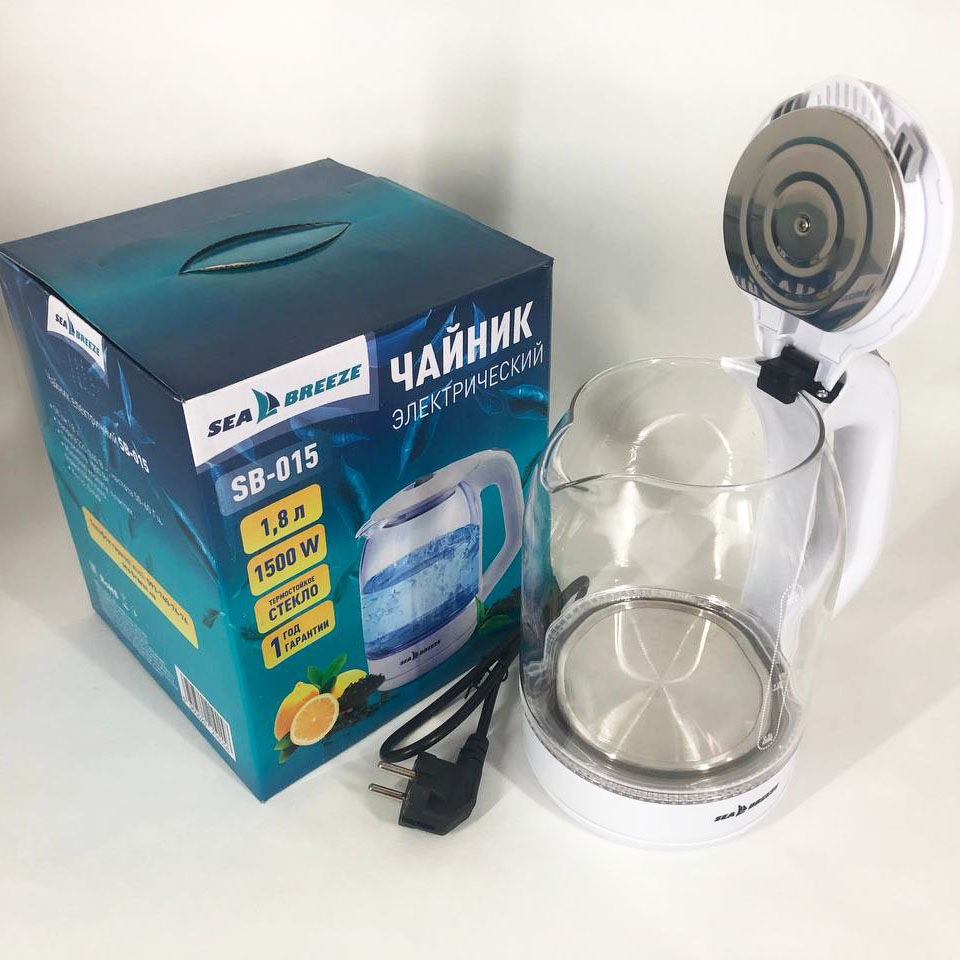 Електрочайник SeaBreeze SB-015 1.8 л чайники з підсвічуванням електронний чайник тихий електричний чайник — изображение 9