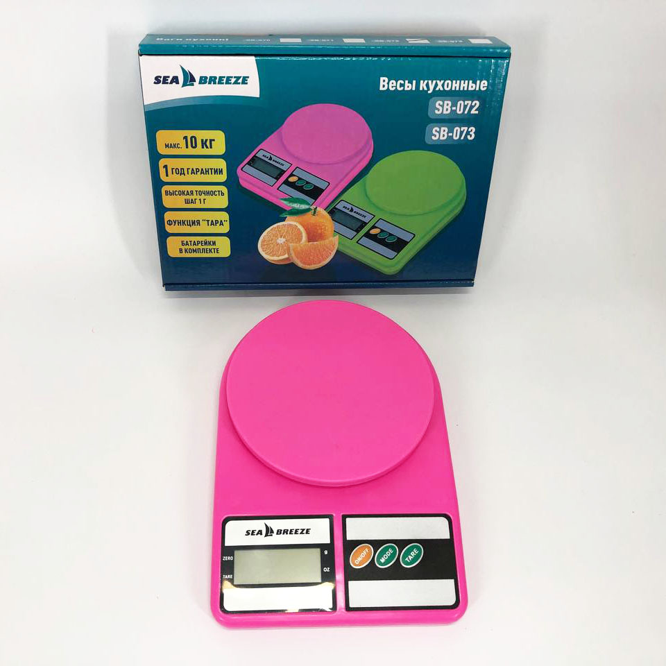 Електронні кухонні ваги SeaBreeze SB-072 — до 10 кг, точність 1 г, рожеві — изображение 4