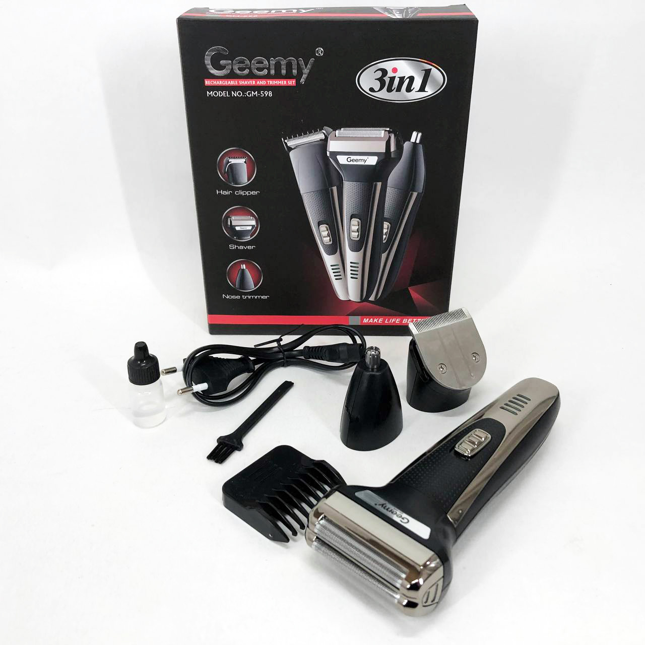 Тример універсальний GEMEI GM-598, бездротова електробритва, триммер для вусів. Колір: платиновий — изображение 7