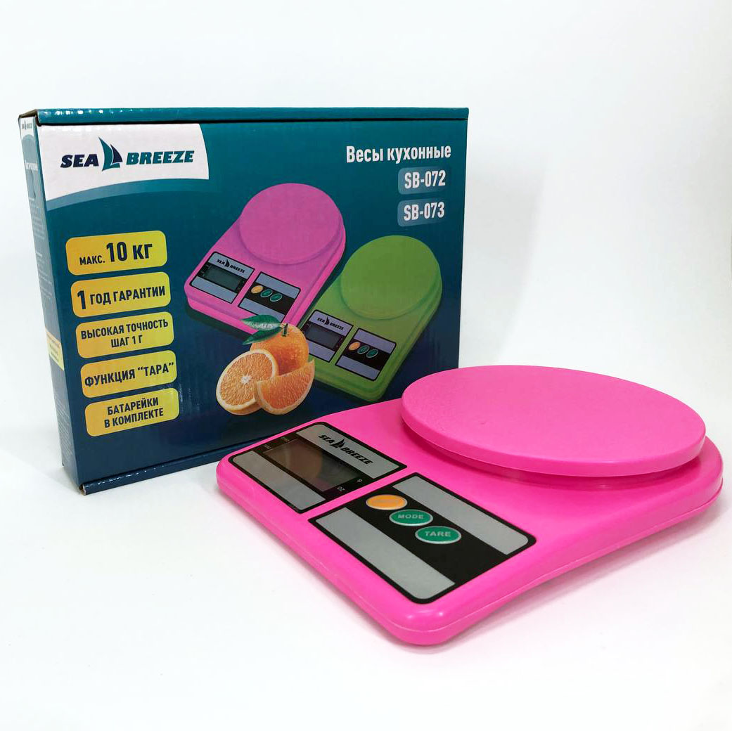 Електронні кухонні ваги SeaBreeze SB-072 — до 10 кг, точність 1 г, рожеві — изображение 12