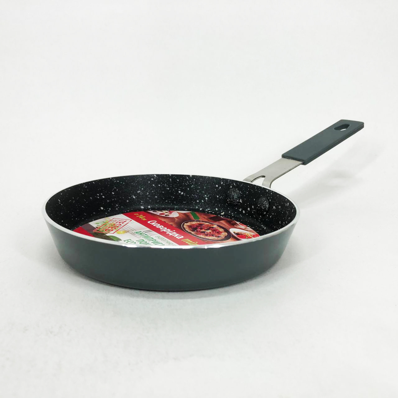 Антипригарна сковорода Con Brio CB-1414, 14см, Міні, Eco Granite, сковорода для дому. Колір: сірий — изображение 3
