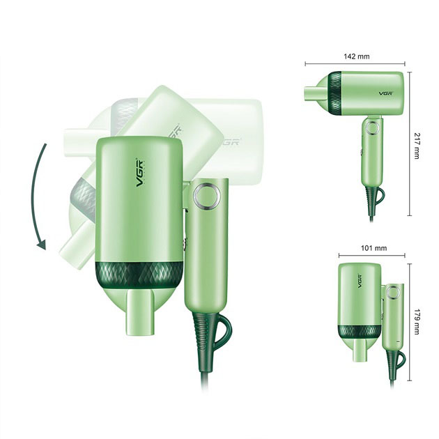 Дорожній складний фен VGR V-421 1200 Вт — компактний і потужний — изображение 13