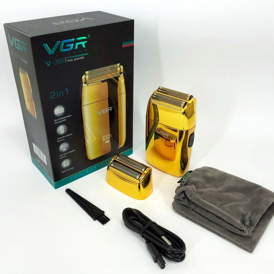 Професійний шейвер VGR V-399 GOLD, бездротова електробритва, бритва триммер для бороди — изображение 5