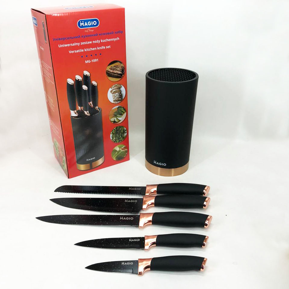 Набір ножів універсальний кухонний Magio MG-1091, набір кухарських ножів, кухонні ножі — изображение 5