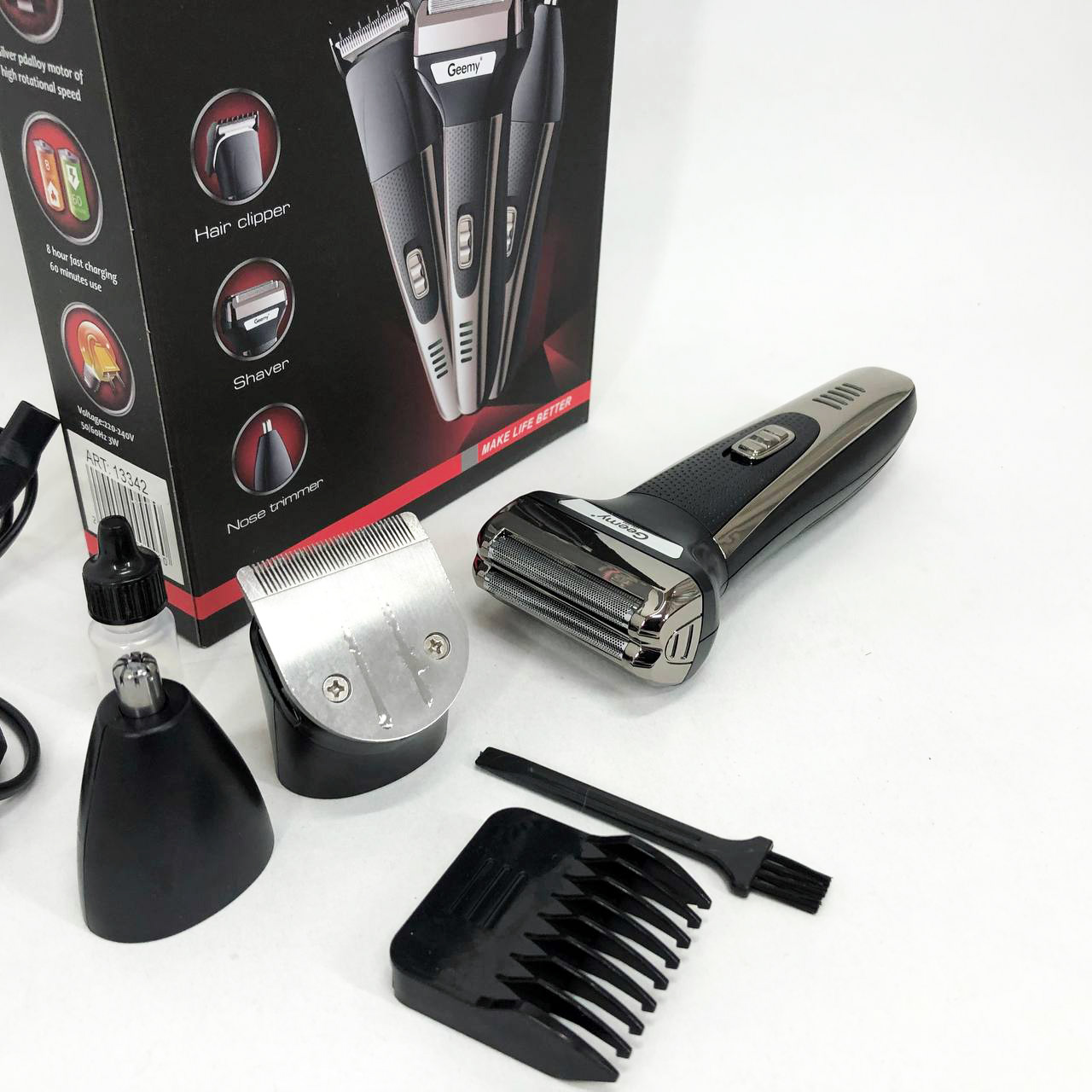 Тример універсальний GEMEI GM-598, бездротова електробритва, триммер для вусів. Колір: платиновий — изображение 11