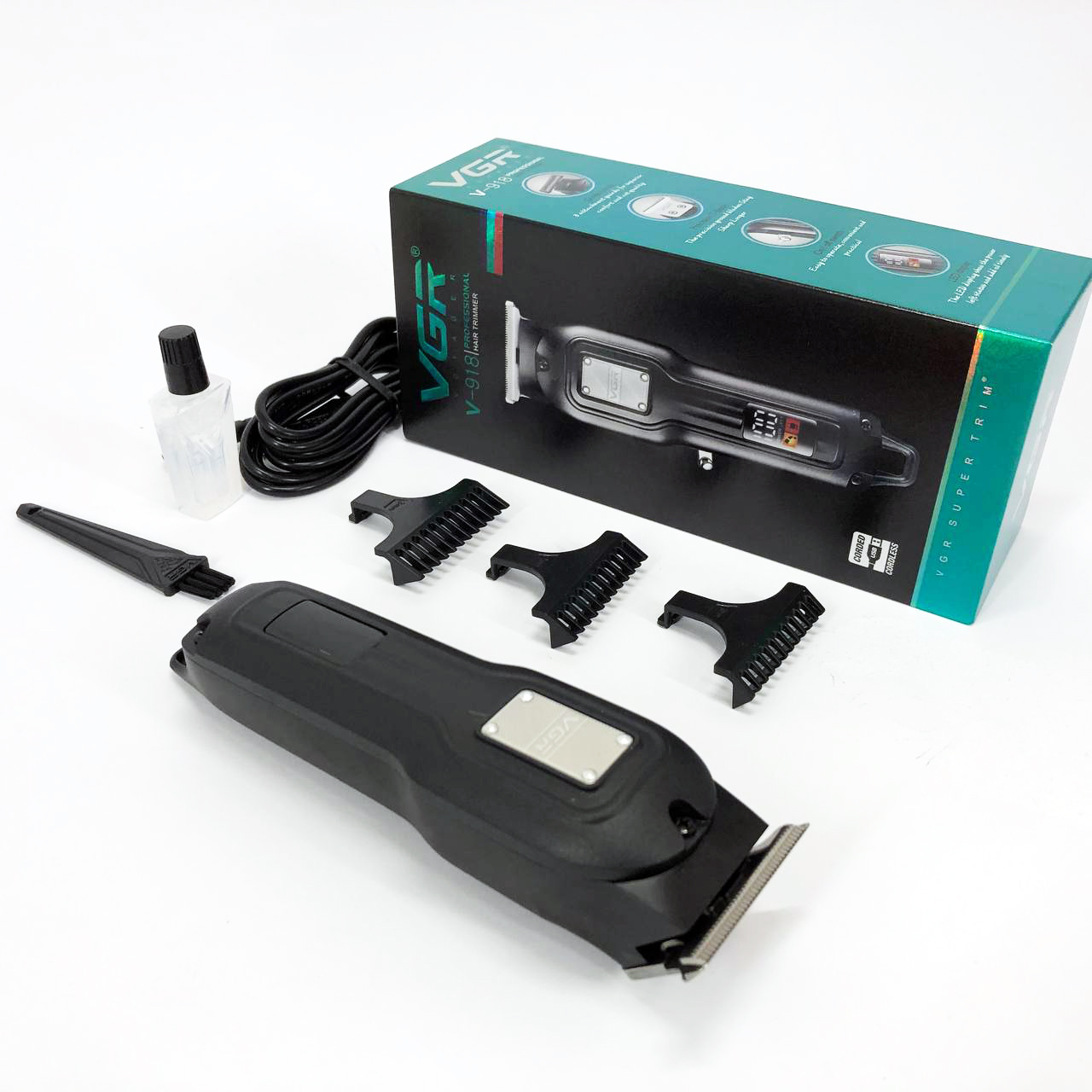 Машинка для стрижки волосся VGR V-918 — бездротова з дисплеєм, 240 хв роботи — изображение 16