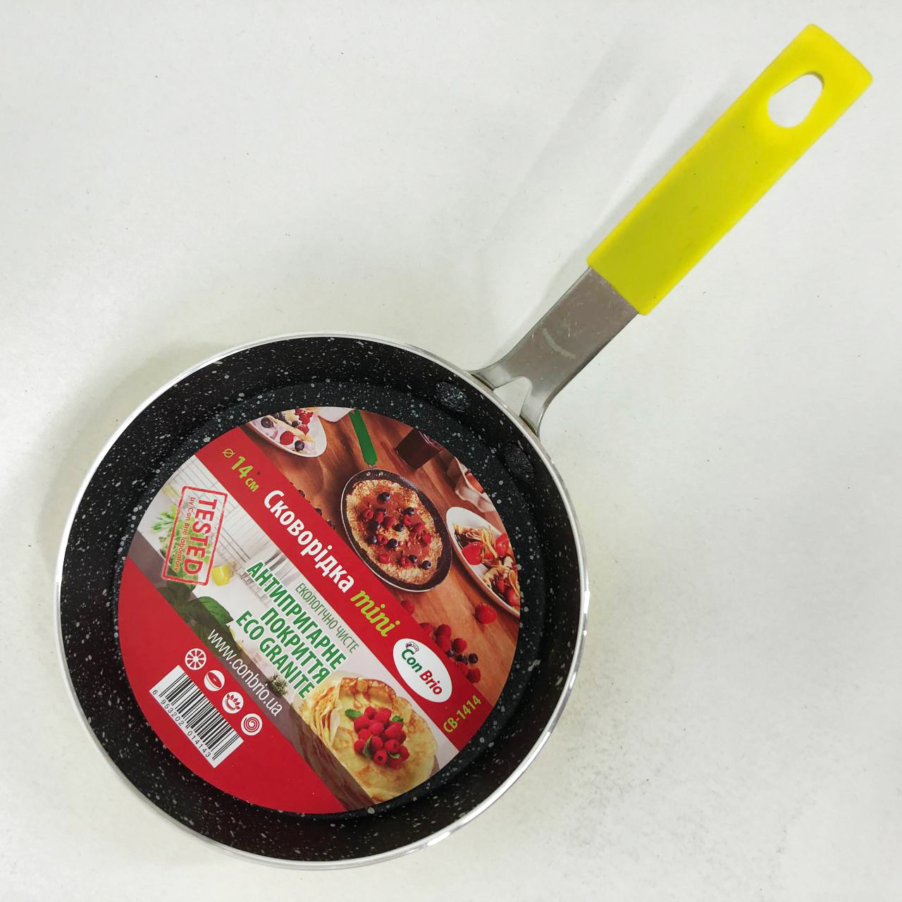 Сковорода Con Brio CB-1414, 14см, Міні, Eco Granite, Якісна сковорода. Колір: жовтий — изображение 5