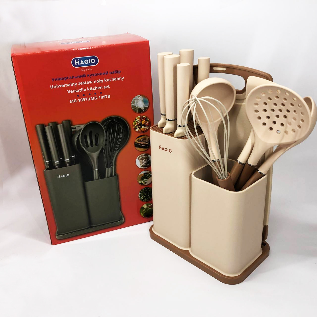 Набір силіконових кухонних речей Magio MG-1097I набір ножів лопаток 12 предметів — изображение 11
