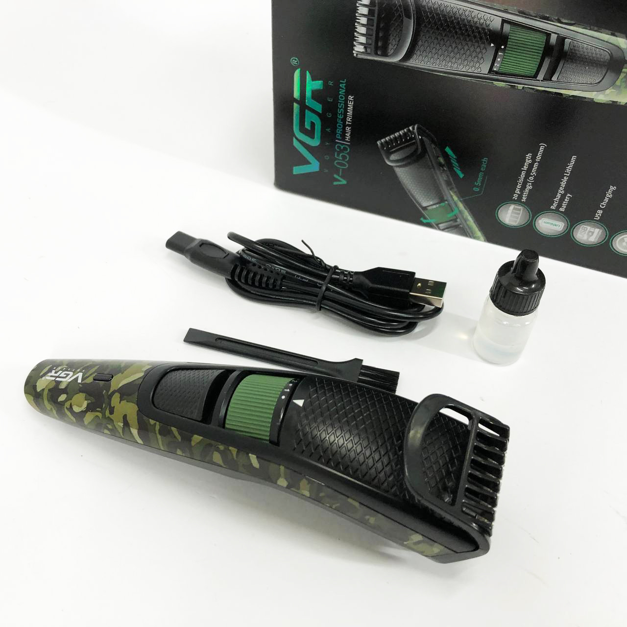 Машинка для стрижки VGR V-053 — акумуляторна USB, телескопічна насадка 0,5–10 мм — изображение 13