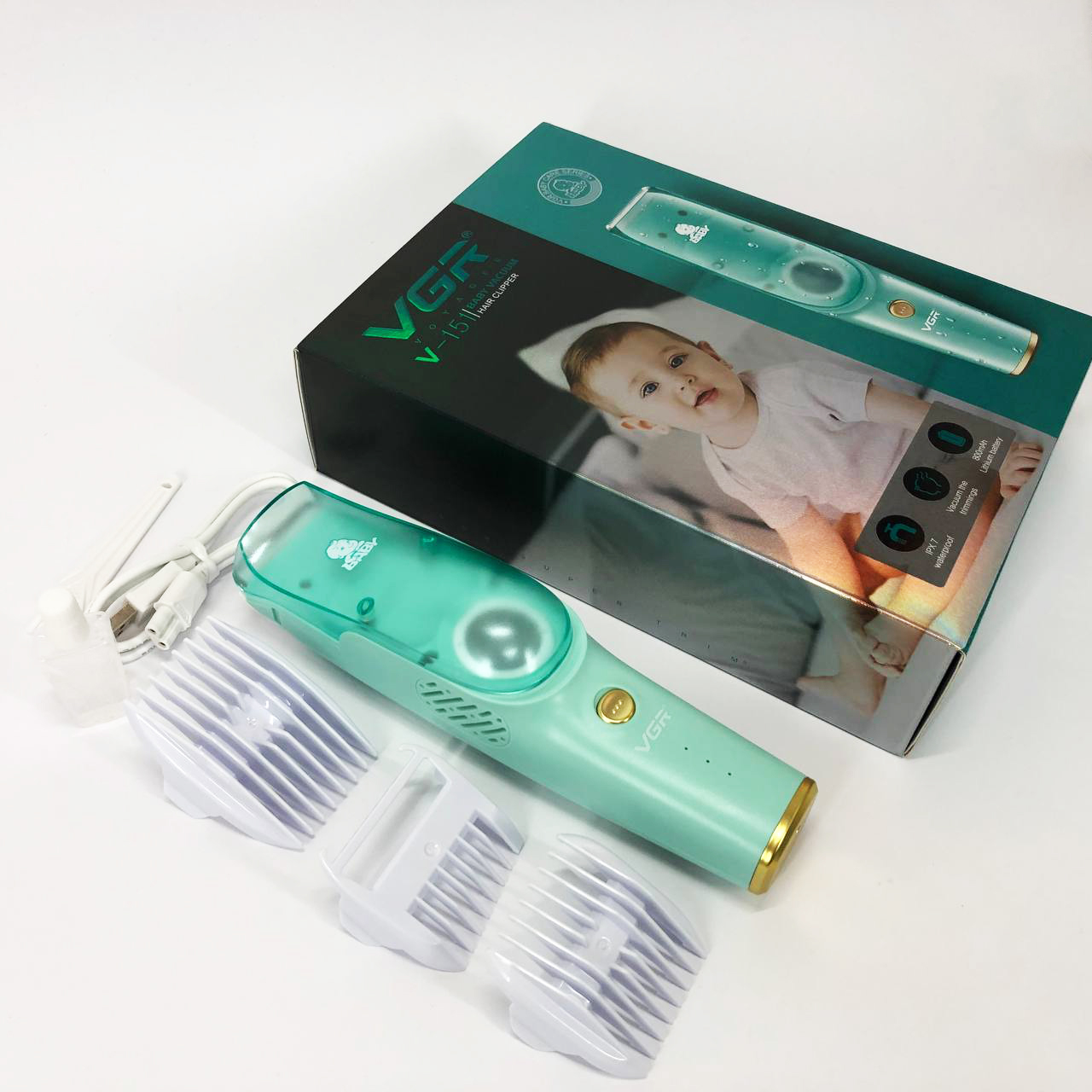 Машинка для стрижки VGR V-151 Baby — безшумна дитяча з керамічними R-лезами — изображение 2