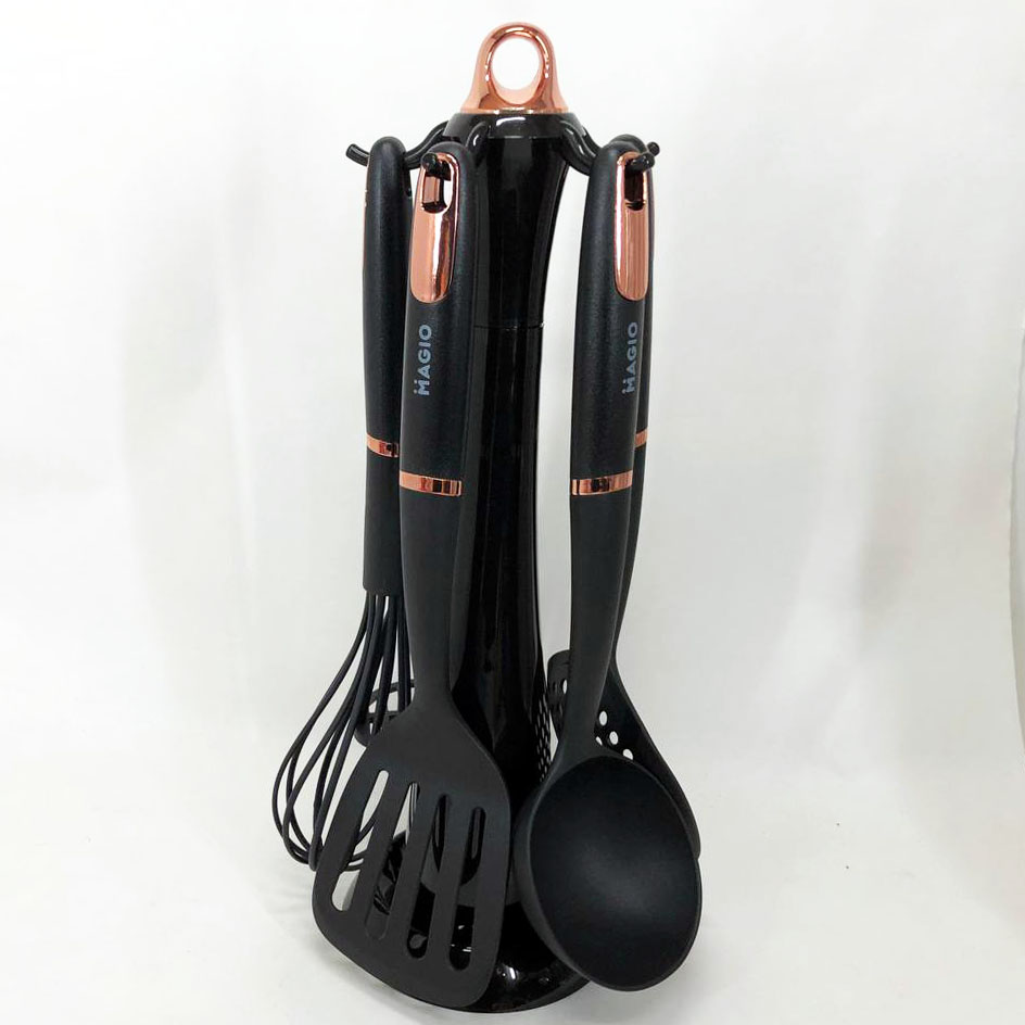 Набір кухонних приладів Magio MG-1125, набір поварешок на підставці, набір силіконових приладів для кухні — изображение 5