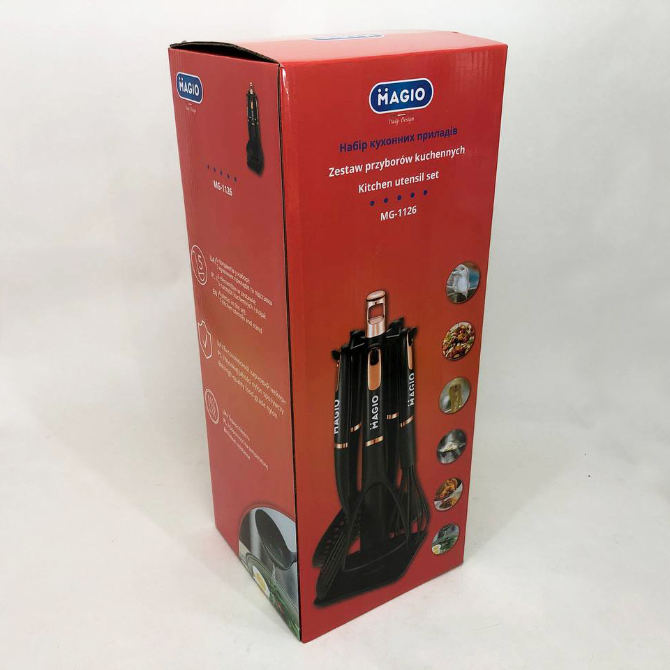 Набір кухонних приладів Magio MG-1126, набір силіконових приладів для кухні, набір нейлонових кухарів — изображение 9