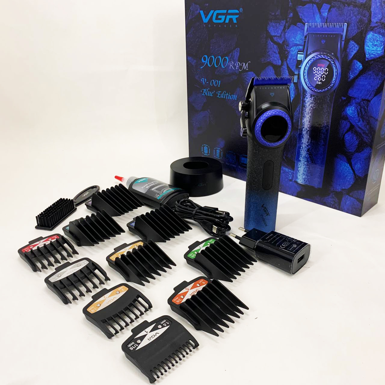 Машинка для стрижки VGR V-001 — до 9000 об/хв, LED-дисплей, 10 насадок — изображение 5