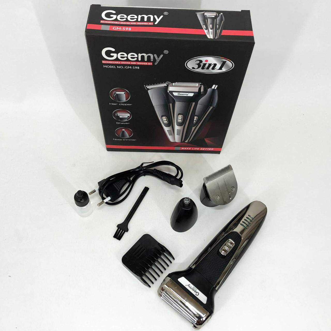 Тример універсальний GEMEI GM-598, бездротова електробритва, триммер для вусів. Колір: платиновий — изображение 6