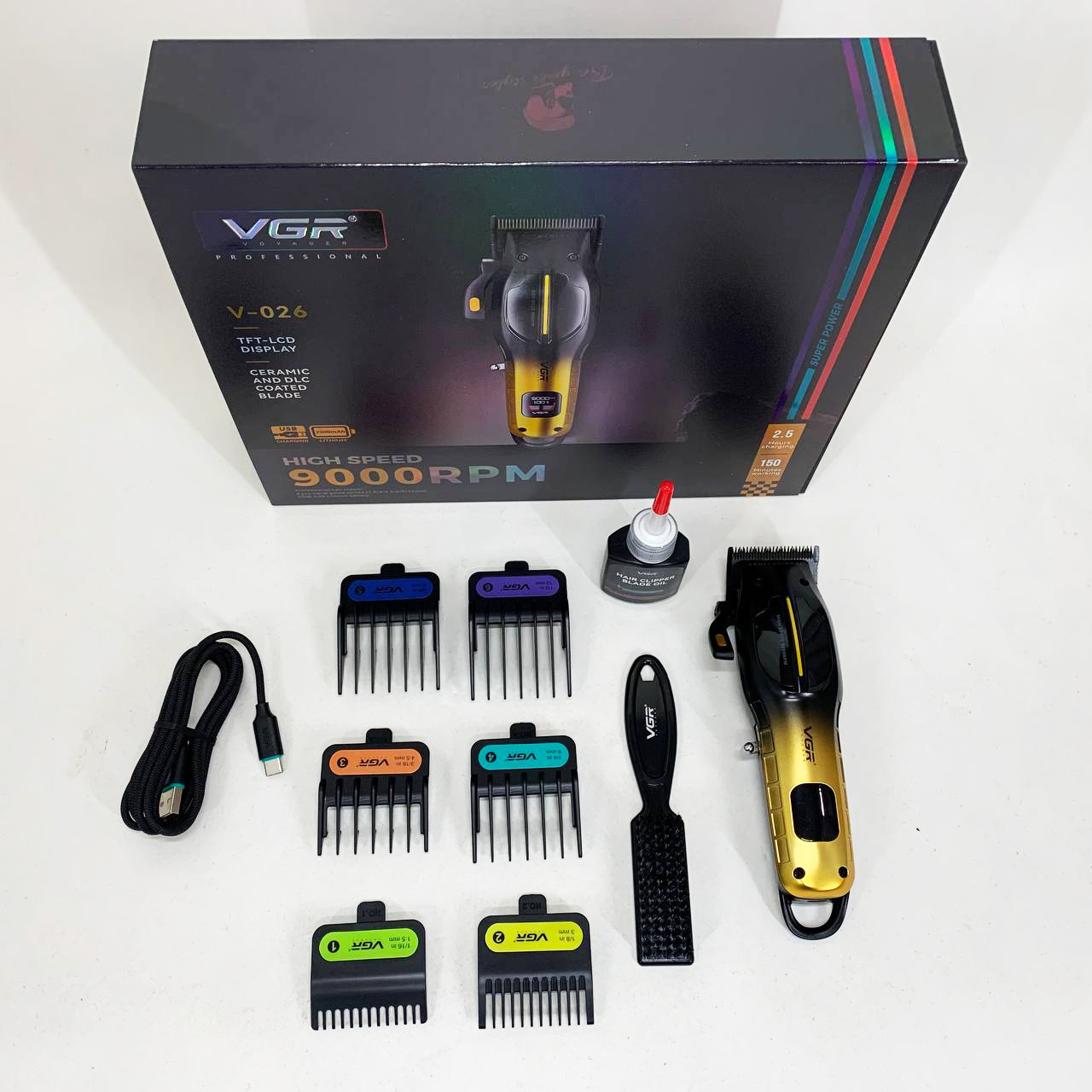 Машинка для стрижки VGR V-026 GOLD — 150 хв автономної роботи, металевий корпус — изображение 4