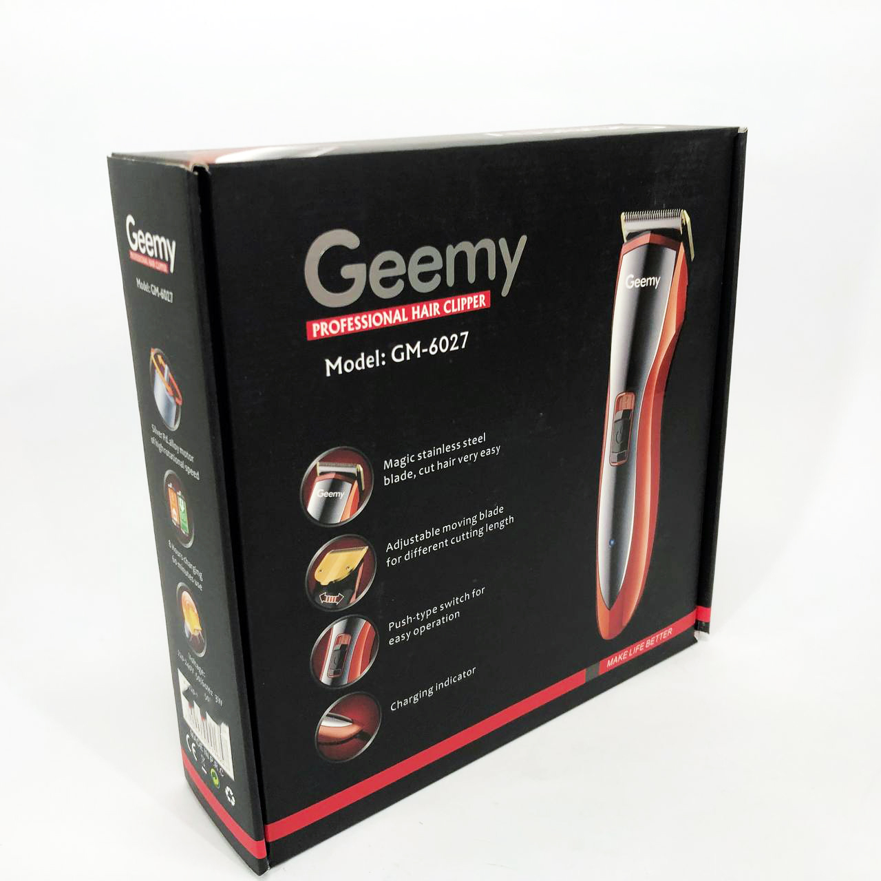 Машинка для стрижки Gemei GM-6027 — бездротова 60 хв, 4 насадки — изображение 4