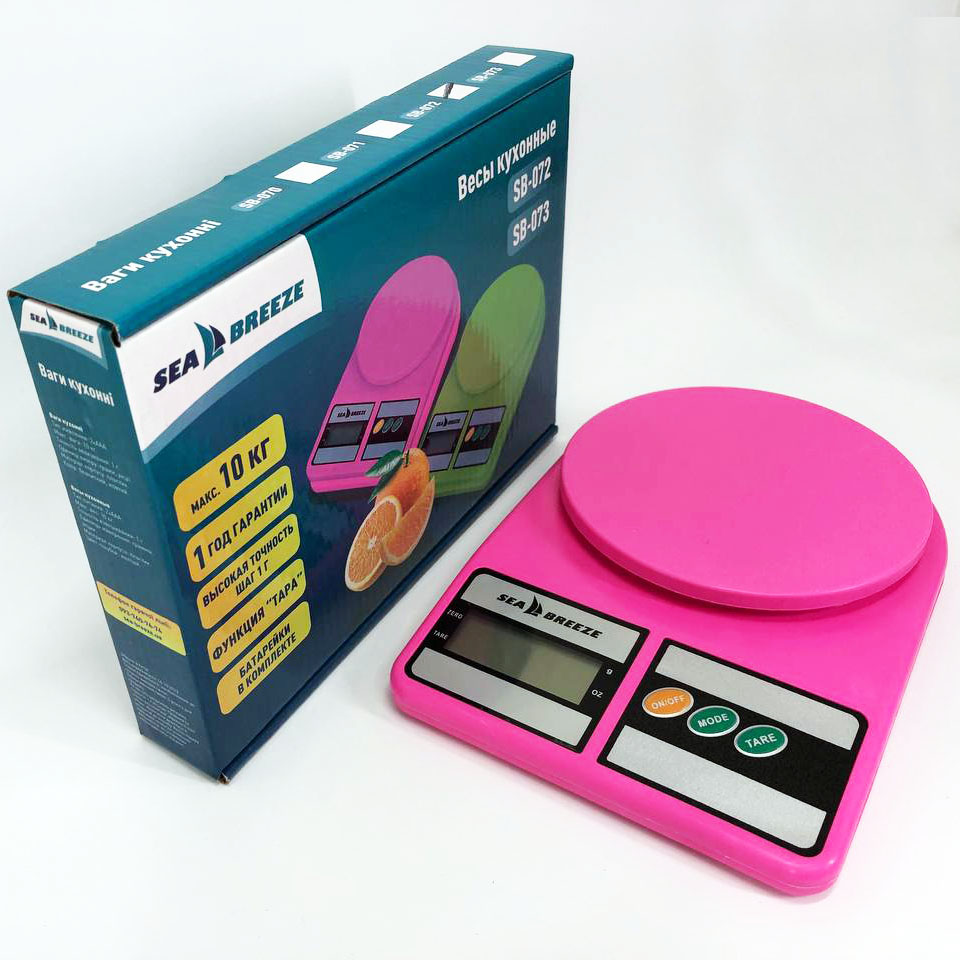 Електронні кухонні ваги SeaBreeze SB-072 — до 10 кг, точність 1 г, рожеві — изображение 10