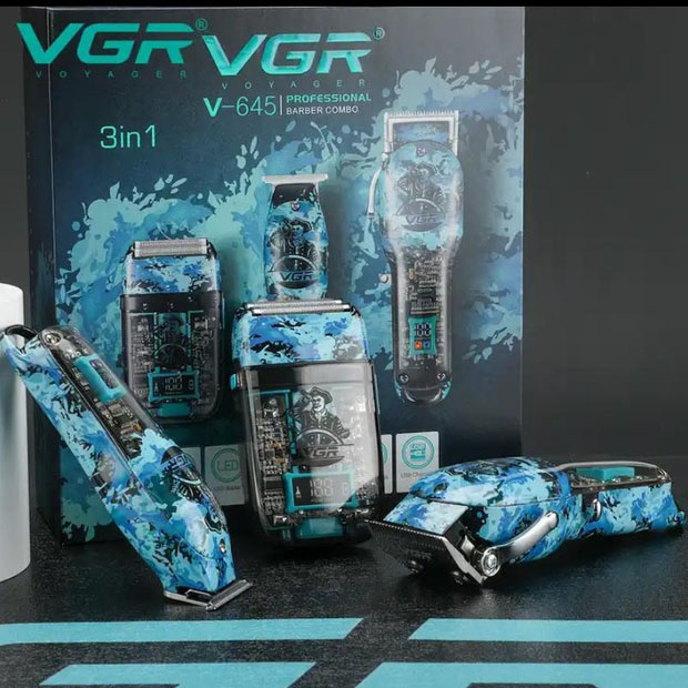 Набір 3в1 VGR V-645 — машинка V-685, триммер V-923 та бритва V-352 (комбіноване живлення) — изображение 3