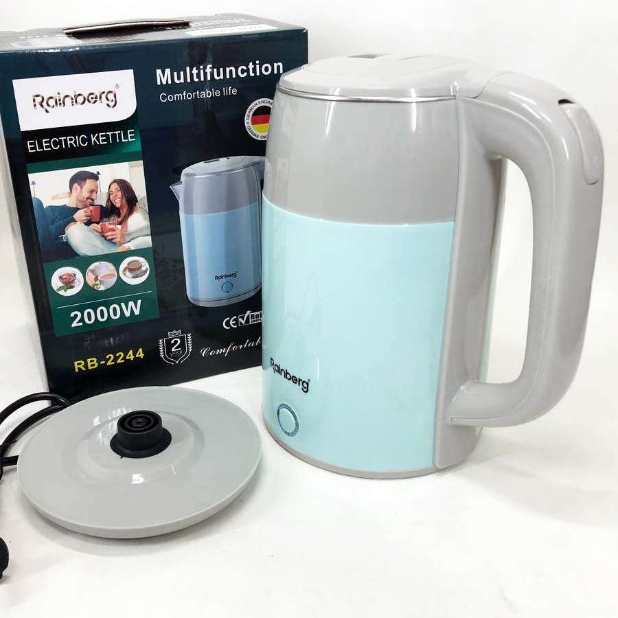 Електрочайник дисковий Rainberg RB-2244 2000 Вт 2л, стильний електричний чайник. Колір: блакитний — изображение 12