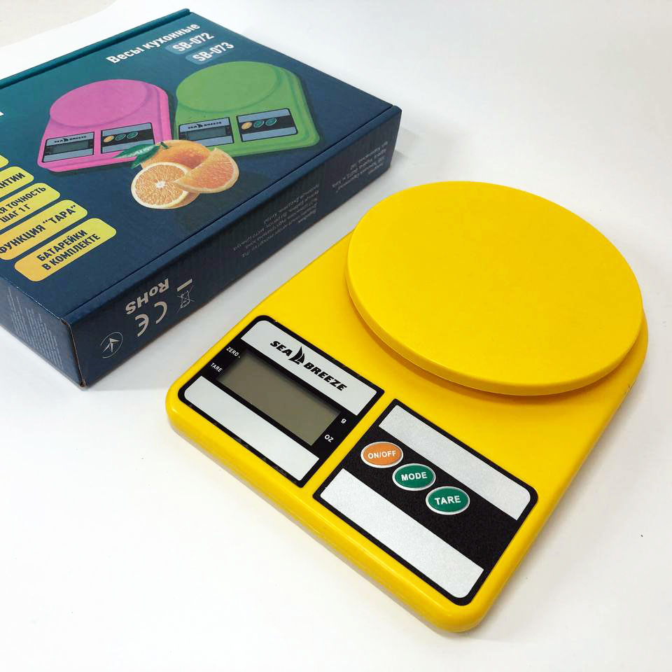 Кухонні ваги SeaBreeze SB-071 — точні до 1 г, до 10 кг, жовті — изображение 9