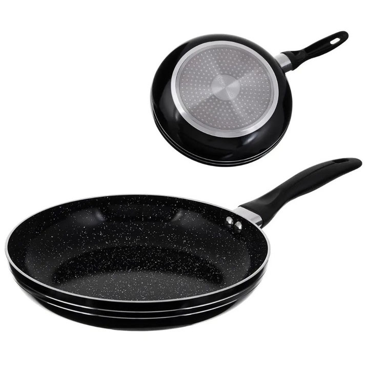 Сковорода 22 см чорний мармур UNIQUE UN-5153 | Антипригарна сковорода Мармурова сковорода