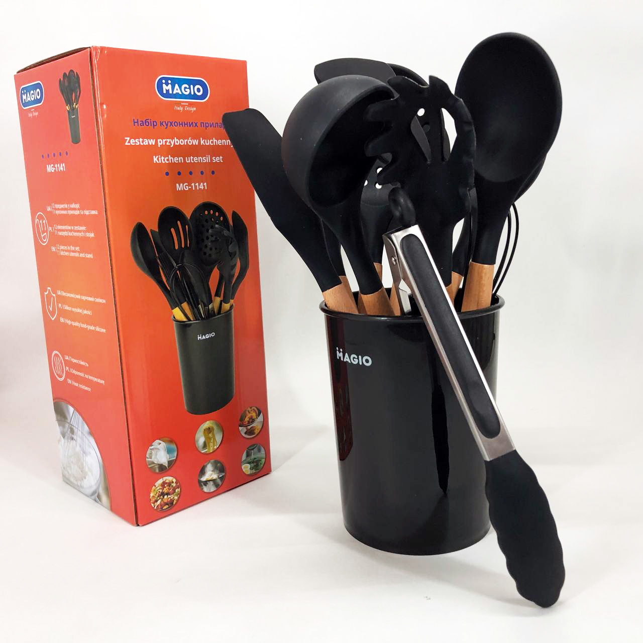 Набір кухонний із 11 силіконових предметів Magio MG-1141, Набір приладдя для кухні із силікону — изображение 3