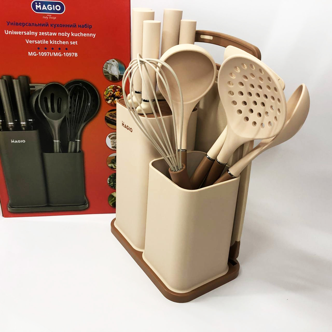 Набір силіконових кухонних речей Magio MG-1097I набір ножів лопаток 12 предметів — изображение 3