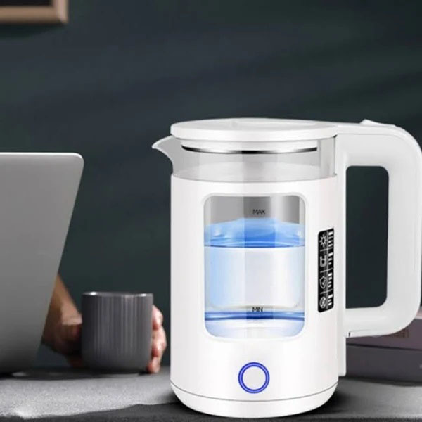 Електрочайник Rainberg RB-2220 скляний дисковий прозорий. Чайник із підсвічуванням 2200 Вт. Колір: білий — изображение 2