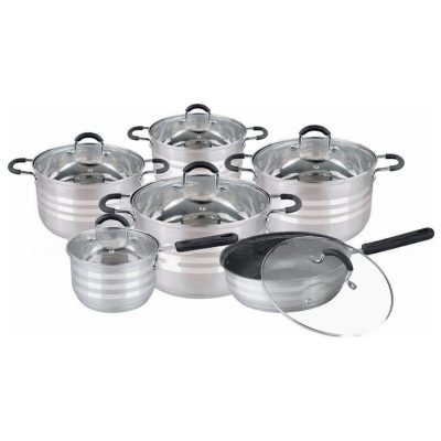 Набір посуду з кришками Edenberg EB-4080 із нержавіючої сталі 12 предметів 2.1л-6.5л